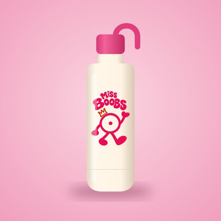 Gourde crème avec le logo Miss Boobs, visuel de présentation
